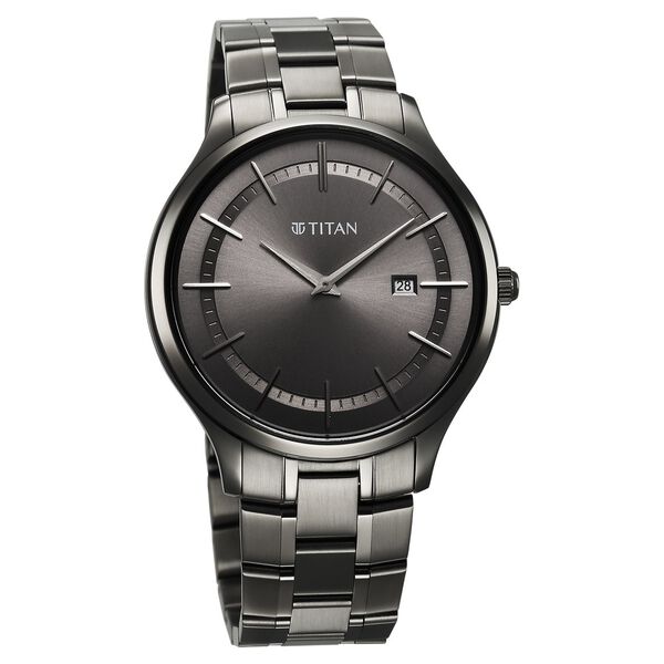 Titan Clasique Slim Quartz Analog with Date Grey Dial With Grey Color Stainless Steel Strap Watch For Men - image number 1
