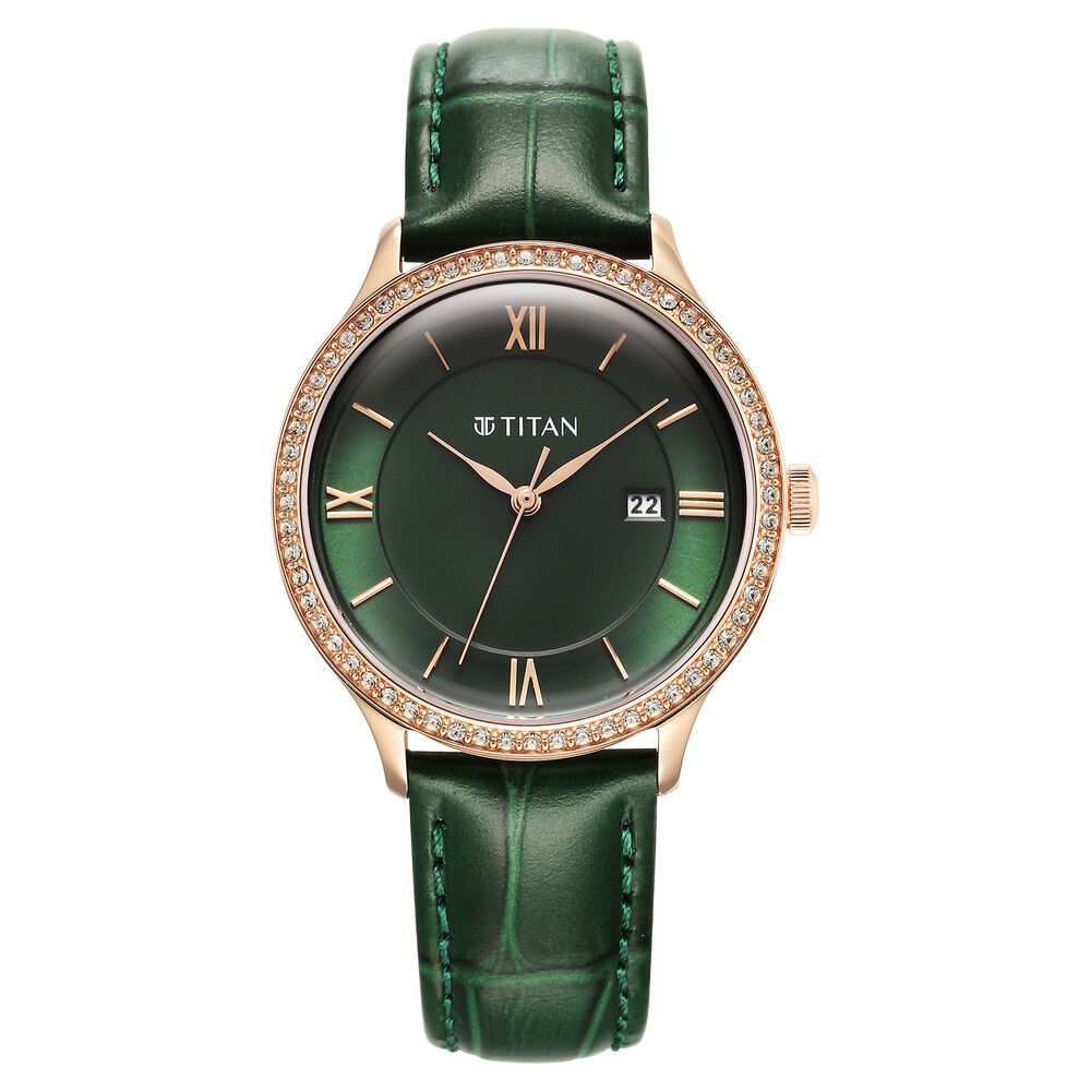 Titan watch new arrivals green dial