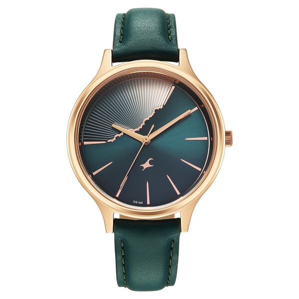 Fastrack Style Up Quartz Analog Green Dial Green Leather Strap Watch For Girls - image number 0