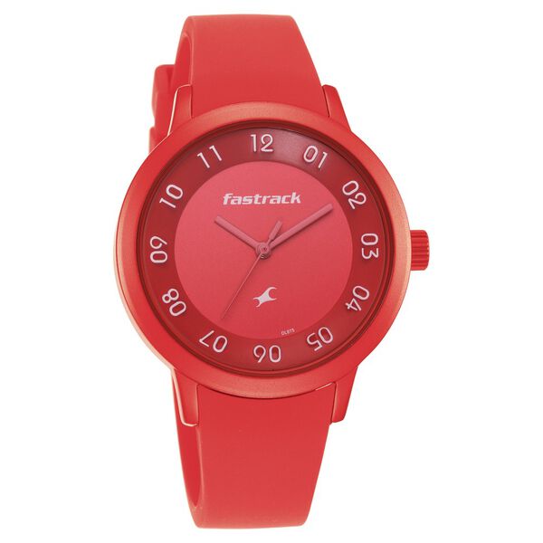 Buy Online Pop Colours Red Dial Silicone Strap Watch for Girls
