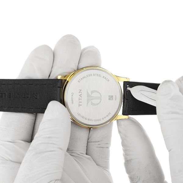 22 mm Black Genuine Leather Straps for Men - image number 5