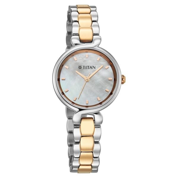 Titan Workday Edit Quartz Analog Mother Of Pearl Dial Two Toned Stainless Steel Strap Watch For Women - image number 1