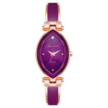 Anne Klein Quartz Analog Purple Dial Rose Gold Plastic Strap Watch For Women