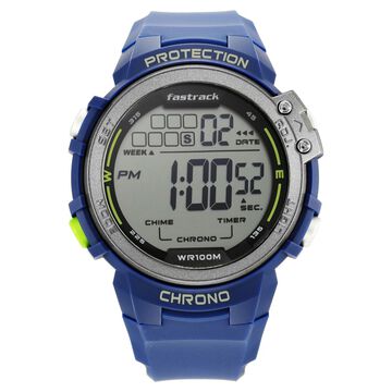 Fastrack Digital Dial Blue Silicone Strap Watch For Guys
