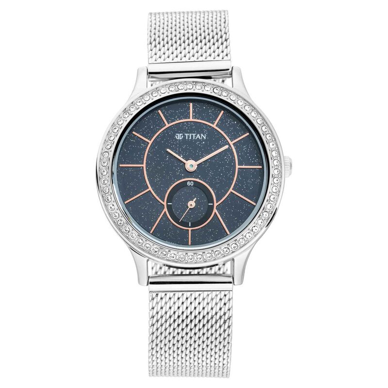 Titan Sparkle Silver Dial Analog Metal Strap watch for Women