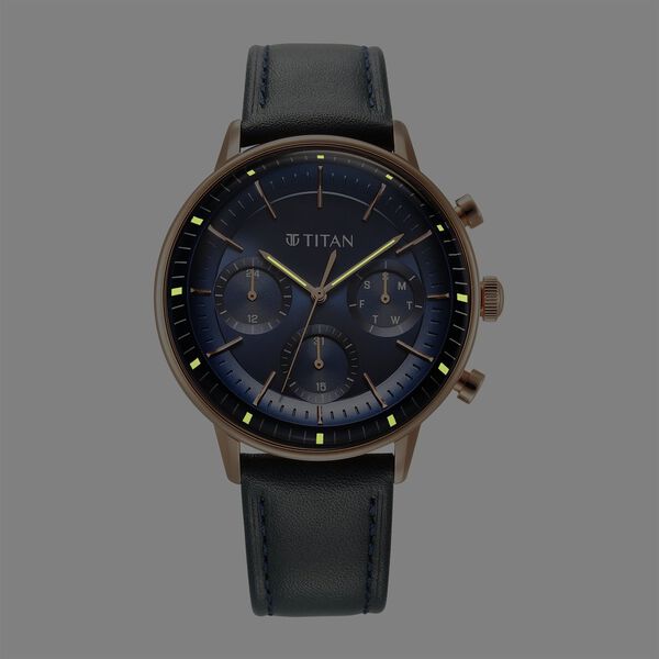 Titan Light Leathers Quartz Multifunction Blue Dial Stainless Steel Strap Watch for Men - image number 2