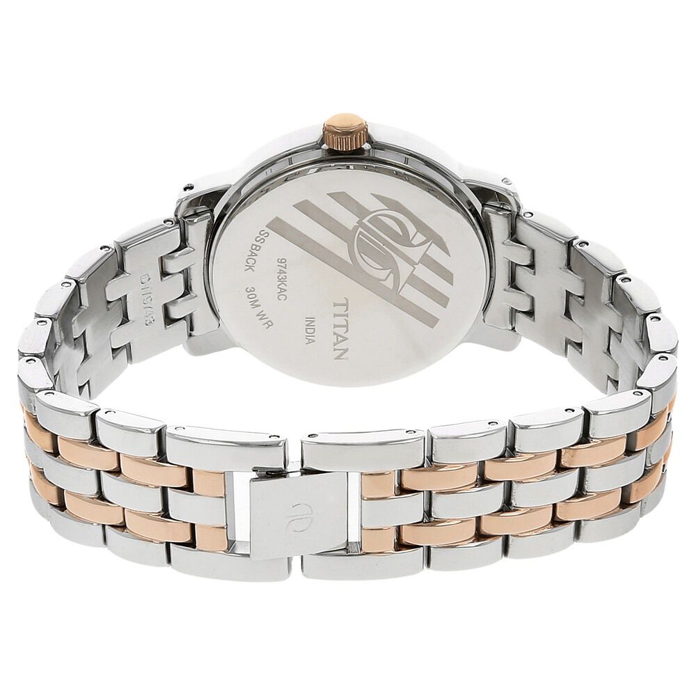 Buy Online Titan Quartz Analog with Day and Date Silver Dial Metal Strap Watch for Women ns9743km01 Titan