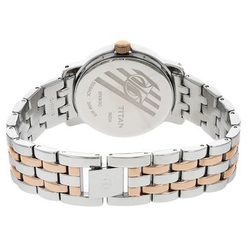 Titan Quartz Analog with Day and Date Silver Dial Metal Strap Watch for Women