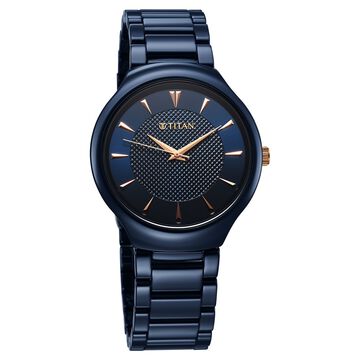 Titan Regalia Ceramics Quartz Analog Blue Dial Blue Color Ceramic Strap Watch For Men