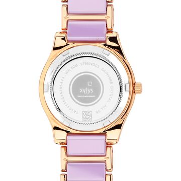 Xylys Swiss Analog Shimmer Swiss Steel & Ceramic Mother of Pearl Lilac Dial Watch for Women