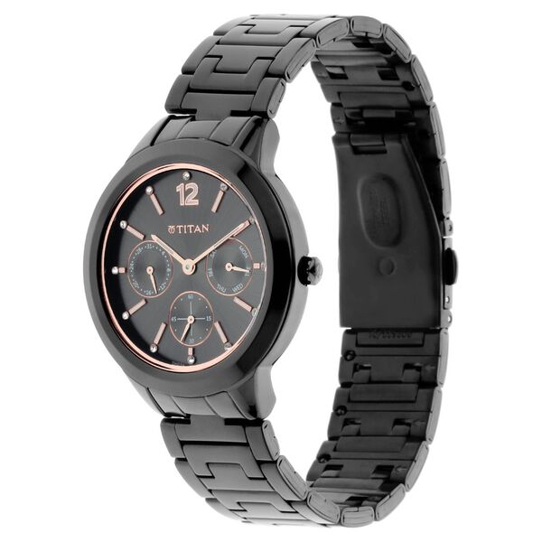 Titan Workwear Anthracite Dial Analog with Day and Date Stainless Steel Strap Watch for Women - image number 2