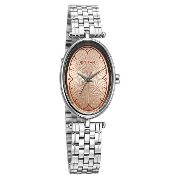 Titan Karishma Quartz Analog Beige Dial Silver Stainless Steel Strap Watch For Women - image number 1
