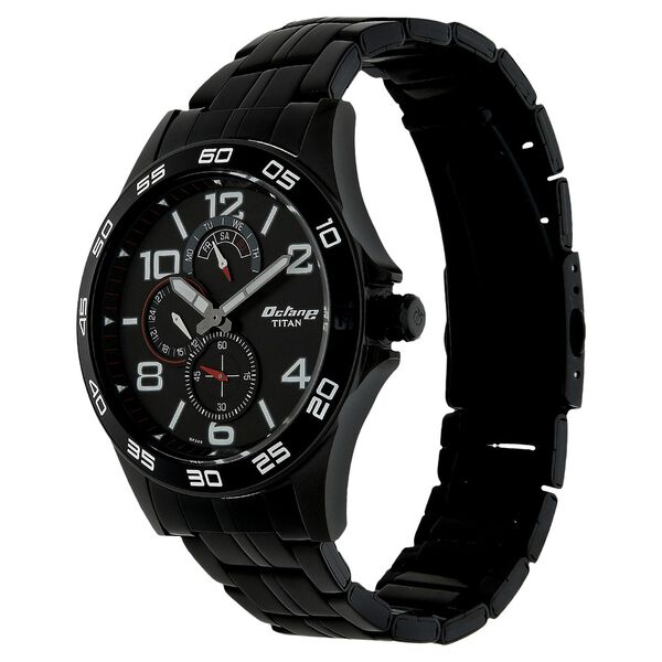 Titan Quartz Analog with Day and Date Black Dial Stainless Steel Strap Watch for Men - image number 1