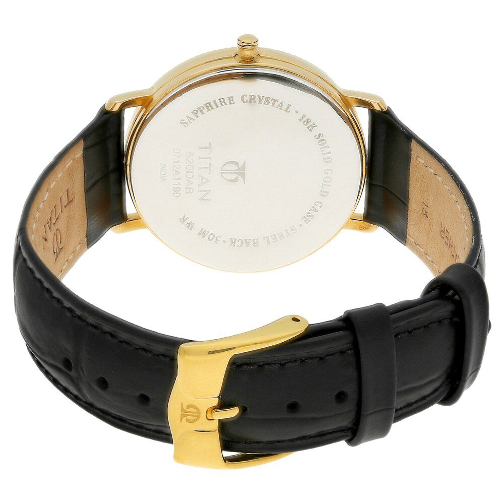 Buy Online Titan Nebula Vintage 18k Gold Analog Leather Strap