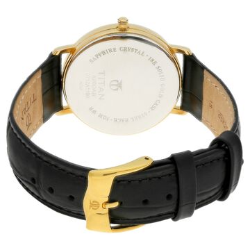 Titan Nebula Vintage 18k Gold Analog Leather Strap Watch for Men