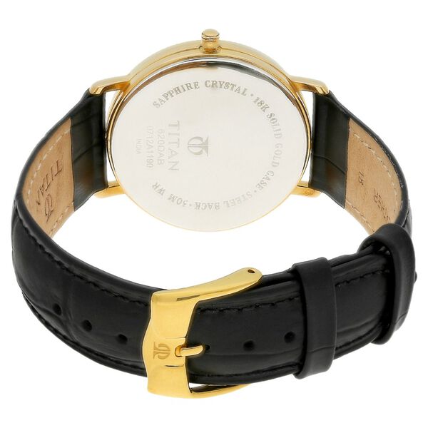 Titan Nebula Vintage 18k Gold Analog Leather Strap Watch for Men - image number 3