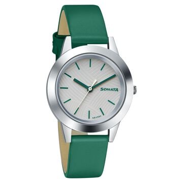 Sonata Splash White Dial Women Watch With Leather Strap