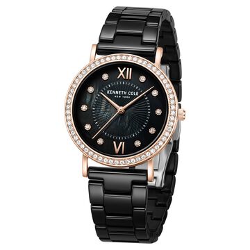 Kenneth Cole Quartz Analog Black Dial Black Ceramic Strap Watch For Women