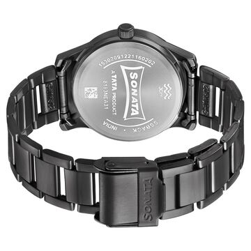 Sonata Women of Steel Black Dial Stainless Steel Strap Watch for Women