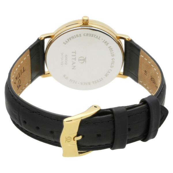 Titan Nebula Vintage 18k Gold Analog with Offset Seconds Leather Strap Watch for Men - image number 3