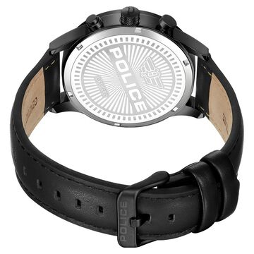 Police Quartz Multifunction Black Dial Black Leather Strap Watch For Men