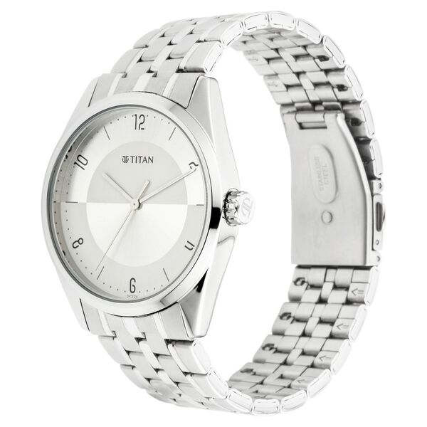 Titan Men's Eleganza Lumina White: Luminous Dial Watch with Sophisticated Link Metal Strap - image number 2