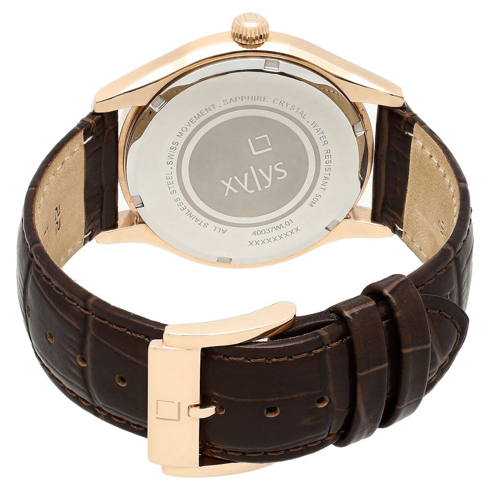 Buy Online Xylys Swiss Analog with Date Brown Leather Strap Beige