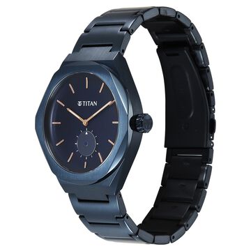 Titan Contour Analog with Small Second and Blue Dial Blue Stainless Steel Strap Watch for Men