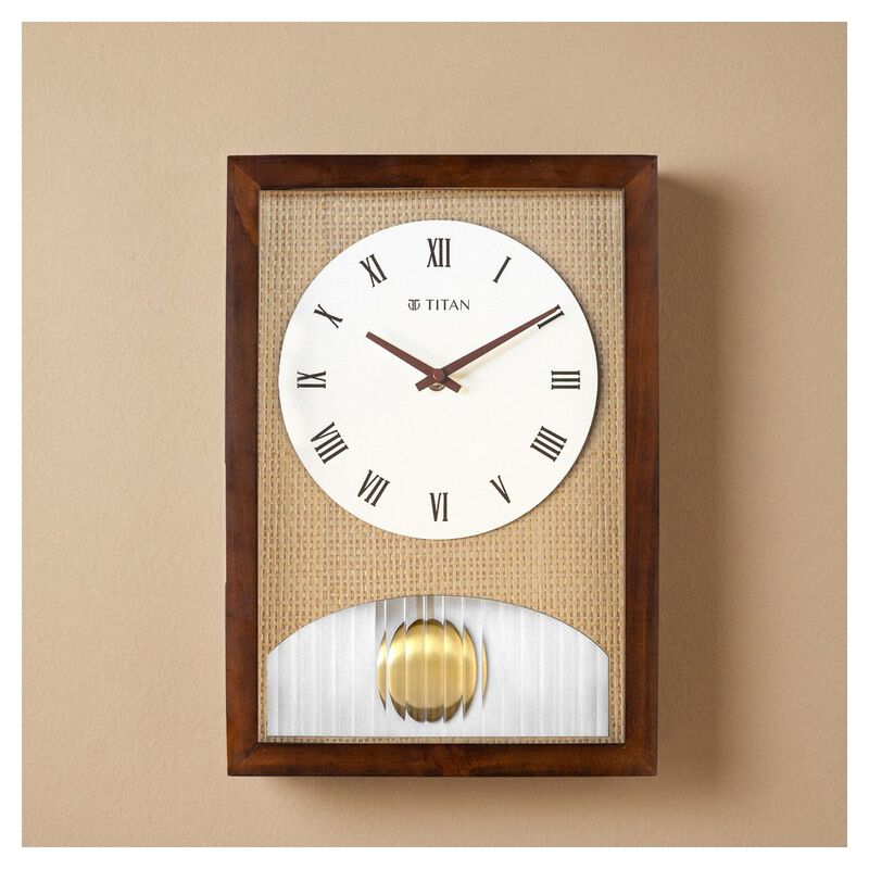 Titan Wooden Pendulum Clock - Premium Decor Box Pendulum Wooden Wall Contemporary look Clock - 37 cm x 25.5 cm (Medium)