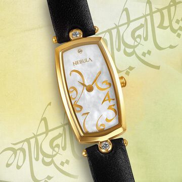 Titan Nebula Calligraphy Quartz Analog 18 Karat Solid Gold Watch for Women