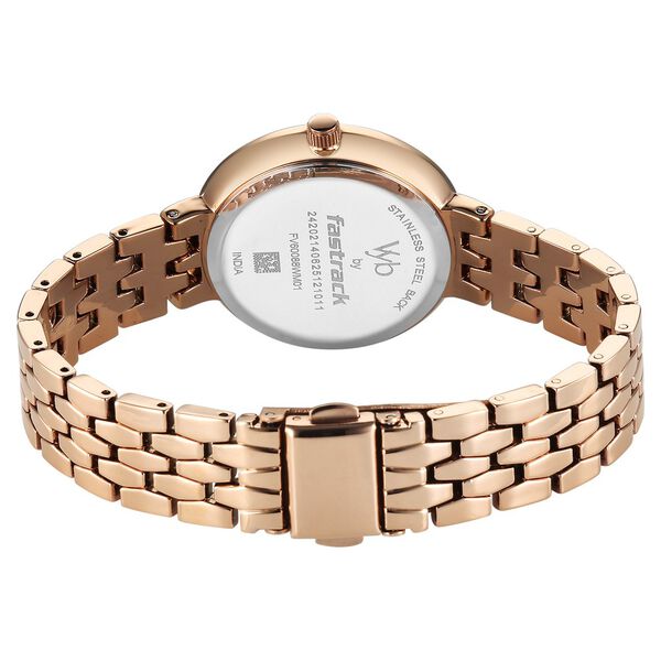 Vyb Starlet By Fastrack Quartz Analog Silver Dial Rose Gold Metal Strap Watch For Girls - image number 6