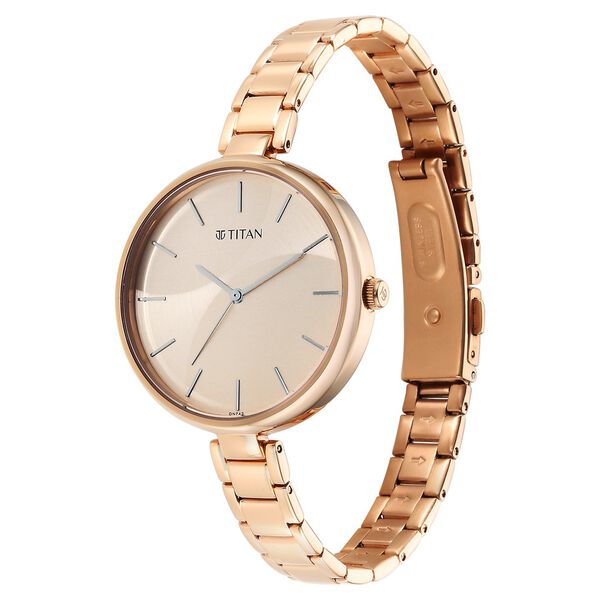 Titan Purple Stackables Quartz Analog Two Toned Dial Stainless Steel Strap Watch for Women - image number 5