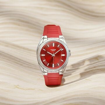 Poze By Sonata Quartz Analog Red Dial Red Silicone Strap Watch For Men