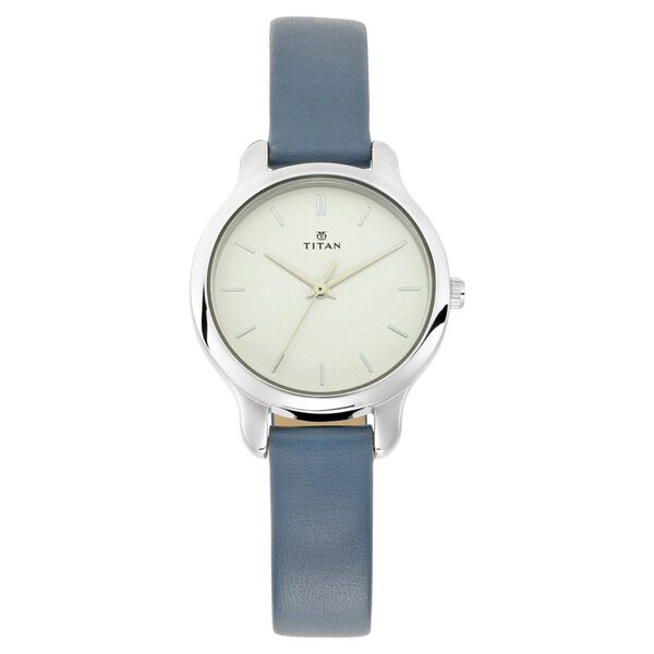 Titan Women's Chic minimalist watch with White dial and leather strap - image number 1