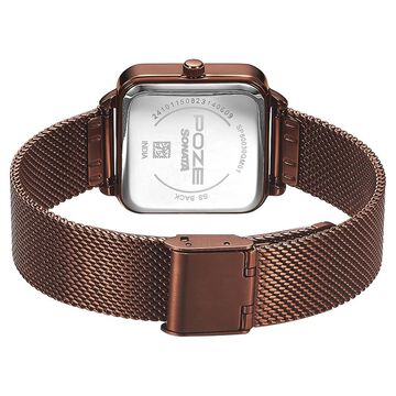 Poze by Sonata Quartz Analog Brown Dial Stainless Steel Strap Watch for Women