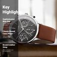 Titan Light Leathers Multifunction Black Dial Brown Leather Strap Watch For Men - image number 2