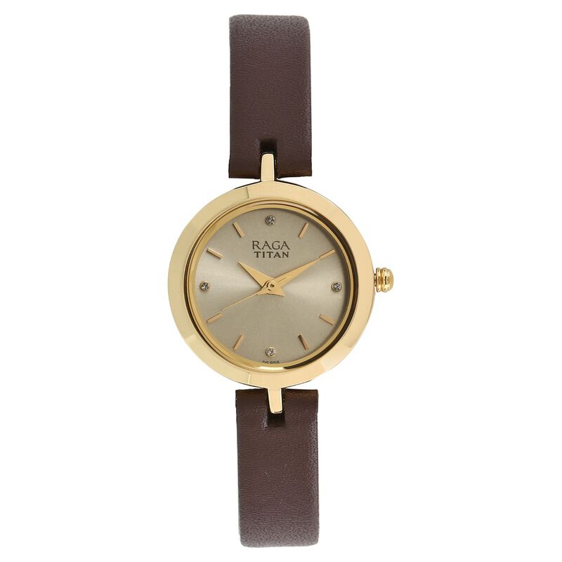 Titan Raga Grey Dial Analog Leather Strap watch for Women