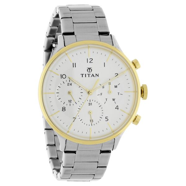 Titan White Dial Quartz Multifunction Stainless Steel Strap watch for Men - image number 1