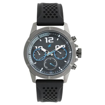 Fastrack Loopholes Quartz Multifunction Black Dial Silicone Strap Watch for Guys
