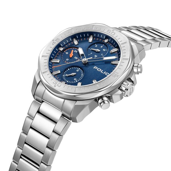 Police Quartz Multifunction Blue Dial Silver Stainless Steel Strap Watch For Men - image number 3