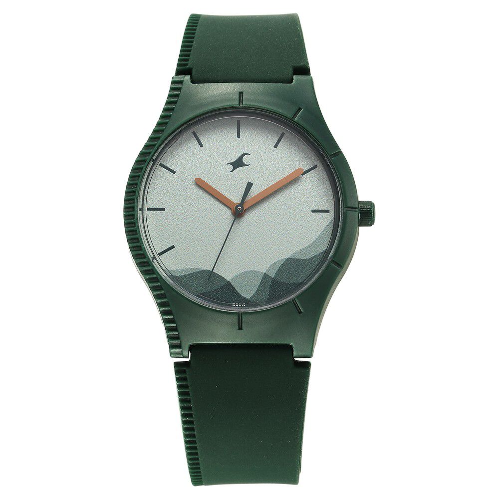 Fastrack Tees Wanderlust Quartz Analog Green Dial Silicone Strap Watch for Girls