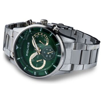 Police Quartz Multifunction Green Dial Stainless Steel Strap Watch for Men