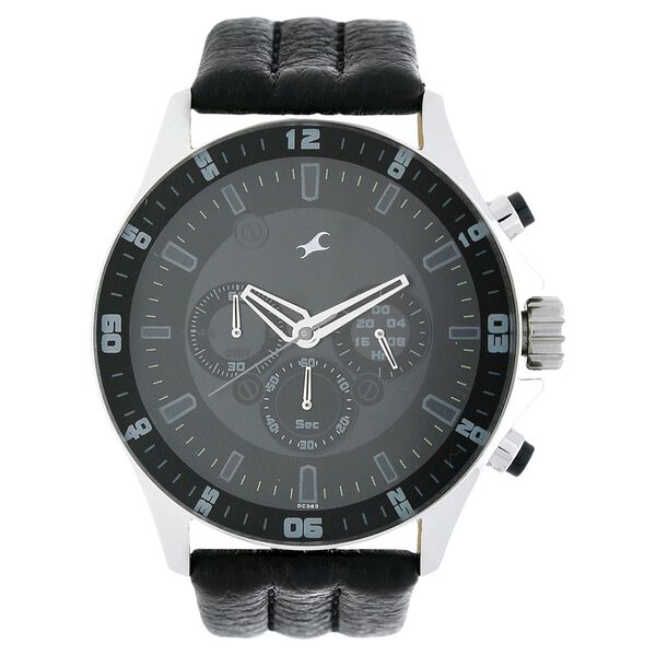 Fastrack Quartz Chronograph Grey Dial Leather Strap Watch for Guys - image number 0