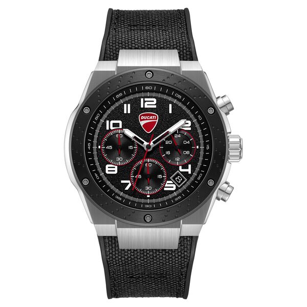 Ducati Quartz Chronograph Black Dial Black Silicone Strap Watch For Men - image number 0