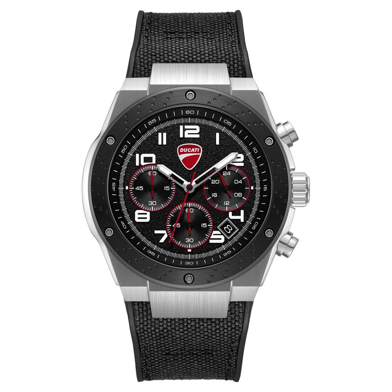 Ducati Quartz Chronograph Black Dial Black Silicone Strap Watch For Men