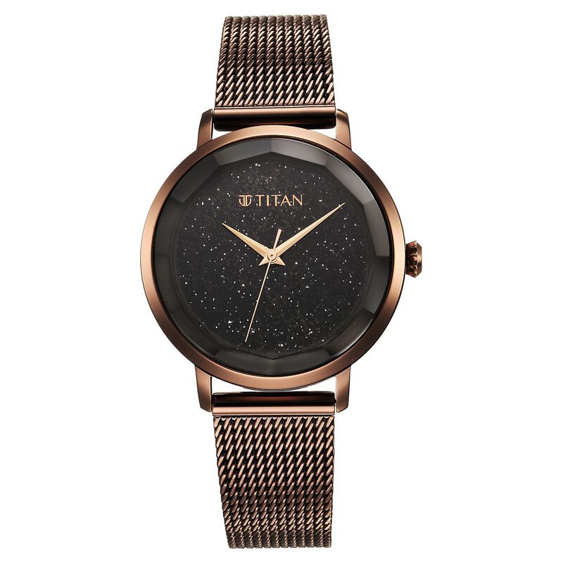 Titan Workwear Quartz Analog Black Dial Stainless Steel Strap Watch for  Women
