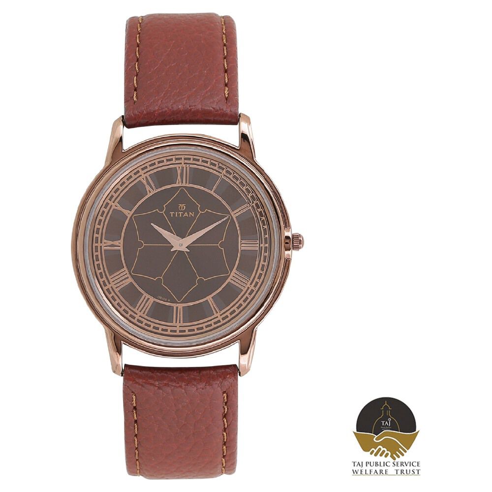 Buy Online Titan Eternal Mumbai Quartz Analog Brown Dial Leather Strap Unisex Watch nq1488ql01 Titan