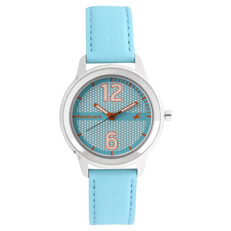 Fastrack Loopholes Quartz Analog Blue Dial Leather Strap Watch for Girls