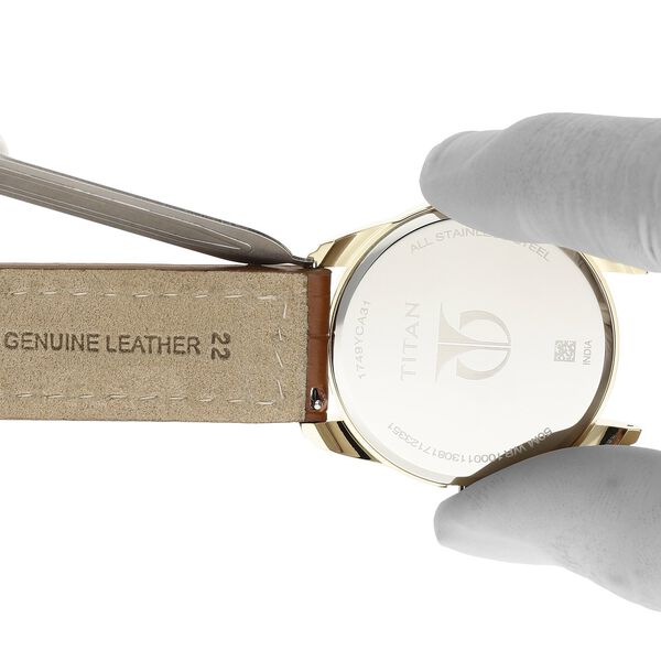 22 mm Tan Genuine Leather Strap for Men - image number 5