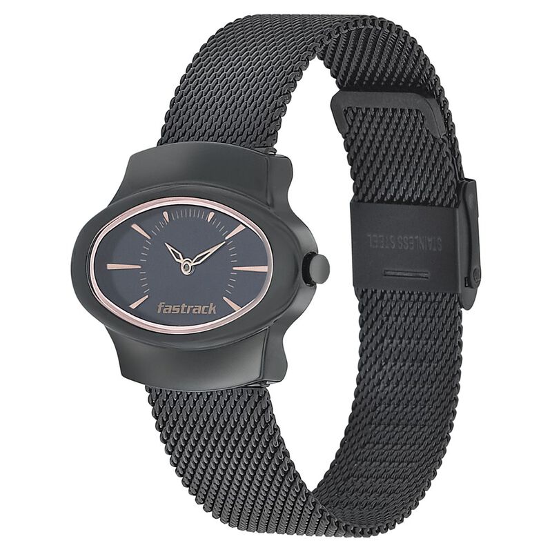 Fastrack Hitlist Quartz Analog Black Dial Stainless Steel Strap Watch for Girls - image number 2